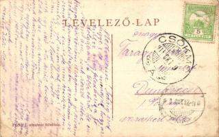 Csökmő, Piac tér, Községháza, gőzmozdony; Péchy J. amatőr felvétele (EB)