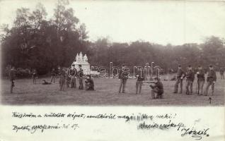 1903 Lőtéri gyakorlat a budapesti Ludovika Akadémián / shooting practice at the Hungarian Royal Military Academy, photo (Rb)