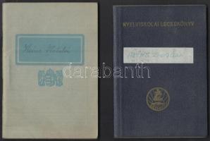 1928-76 Vegyes okmány tétel Heinz Bogdán designer és családja hagyatékából, 5db, Munkakönyv, nyelviskolai leckekönyv, stb.