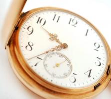 Zenith dupla fedeles arany (Au.) 14 K. zsebóra, másodpercmutatós, jelzett, gravírozott monogrammal, ...