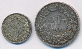 Svájc 1921. 2Fr Ag + 1945. 1/2Fr Ag T:2,2-
Switzerland 1921. 2 Francs Ag + 1945. 1/2 Franc Ag C:XF,...