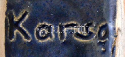 Karsay Judit (1945-): kerámiaváza, mázas kerámia, jelzett, hibátlan, m:31 cm, d:5 cm