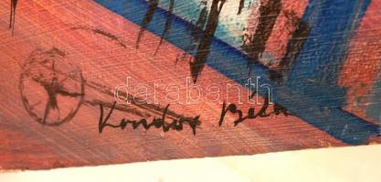 Kondor jelzéssel: Angyalok a kémények felett. Olaj, egyedi vászon, 79×110 cm