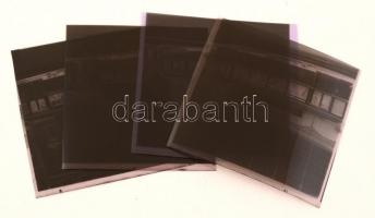 cca 1970 Budapesti villamosokon elhelyezett mozifilm reklámok, 4 db negatív, 6x6 cm