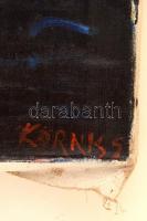 Korniss jelzéssel: Piros kör. Olaj, vászon, javított, 30×90 cm