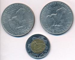 Amerikai Egyesült Államok 1971. 1$ Cu-Ni "Eisenhower" + 1972. 1$ Cu-Ni + Kanada 1999. 2$ T...
