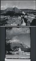 cca 1960 Sümegi vár madártávlatból (vintage fotó, 23x18 cm) és a faluból nézve (cca 1930), Kerny Ist...