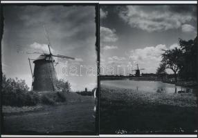 cca 1935 Alföldi szélmalmok, Kerny István (1879-1963) hagyatékában őrzött 4 db üveglemez negatív mod...