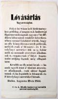 1854 Katonai lóvásárlási hirdetmény, A cs. k. III-dik hadseregi tartalék parancsnokságtól, magyar nyelven, jó állapotban, 37x22cm