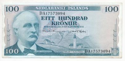 Izland 1961. 100Kr T:I- kis fo. Iceland 1961. 100 Kronur C:AU spotted Krause 44.a