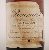 1986 Pommard Premier Cru, La Platiére, francia fehér bor szakadozott címkével, 0,75l / 1986 Pommard ...