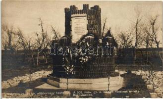 Hofmann cs. és kir. altábornagy hadtestje, A 308. honv. gy. e. elesett hőseinek emléke Rakoviecben; Hadifénykép Kiállítás / WWI military monument in Rakowiec