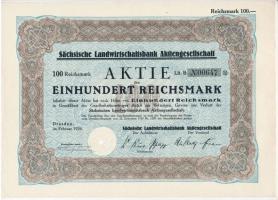 Németország/Weimari Köztársaság/Drezda 1926. "Szász Mezőgazdasági Bank Részvénytársaság" r...