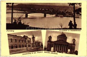 Párkány, Stúrovo; Esztergom, Bazilika, összekötőhíd, járásbíróság, katolikus templom / cathedral, bridge, court, church (EB)