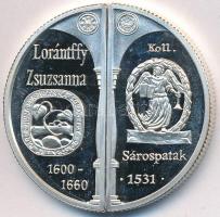 2000. 2000Ft Ag "Lórántffy Zsuzsanna / Sárospatak" (2xklf) dísztokban T:PP ujjlenyomat Hun...