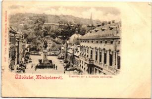 1899 Miskolc, Erzsébet tér, Kossuth szobor, kiadja Lövy József fia