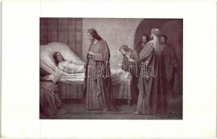 Jézus feltámasztja Jairus leányát, kapható Sylvester könyvkereskedelemben / Jesus, religious postcard