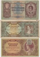 1930-1945. 10P-100.000P 10db klf pengő bankjegy, közte 1930. 20P T:III,III-