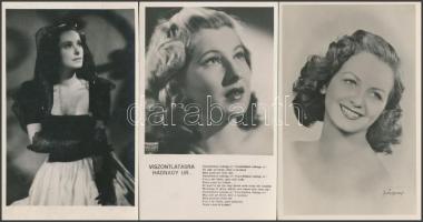 Murát Lili: 'Az éjszaka leánya', Fényes Alice, Kelly Anna: 'Viszontlátásra hadnagy úr' - 3 db képeslap / Hungarian actresses - 3 postcards