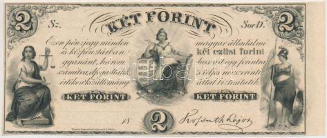 1852. 2Ft "Kossuth bankó" "D" kitöltetlen, jobb ívszéllel T:I- Hungary 1852. 2 Forint "D" without date and serial number, with right margin C:AU Adamo G123