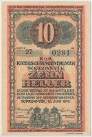 Sopronnyék / hadifogolytábor 1916.06.16. 10f arab sorozat- és sorszámmal T:II-,III szép papír