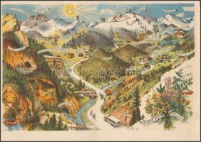 14 db MODERN városképes lap; Magas Tátra, térképlappal / 14 modern town-view postcards; Tatra with map postcard