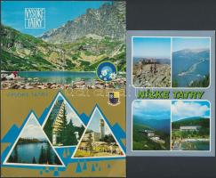 14 db MODERN városképes lap; Magas Tátra, térképlappal / 14 modern town-view postcards; Tatra with m...