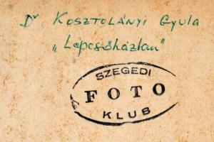 cca 1966 Dr. Kosztolányi Gyula: Lépcsőházban, feliratozott vintage fotóművészeti alkotás, kasírozva,...