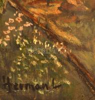 Hermann jelzéssel: Pihenő család. Olaj, vászon, sérült,  50×60 cm