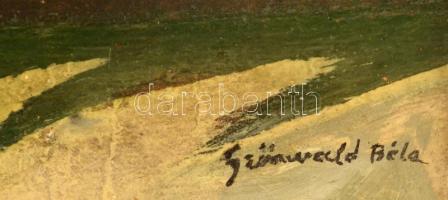 Grünwald jelzéssel: Virágcsendélet. Olaj, farost, keretben, 44×34 cm