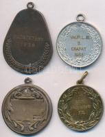 1928-1938. 4db klf lövész díjérem, közte 1933. "VM.P.L.E. II. Csapat 1933" ezüstözött Br d...