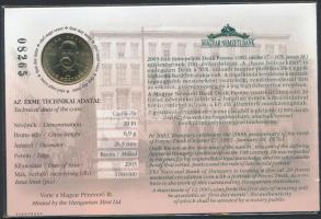 2003. 20Ft "Deák Ferenc" elsőnapi veret számozott emléklapon T:1