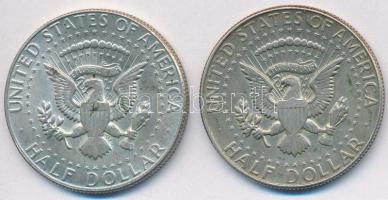Amerikai Egyesült Államok 1967-1969D 1/2$ Ag "Kennedy" (2x) T:2 USA 1967-1969D 1/2 Dollars...