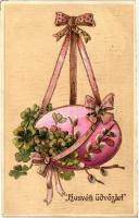 Easter, egg, clover, golden decorated Emb. litho (cut)