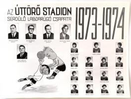 1974 Az Úttörő Stadion serdülő labdarugó csapata, kistabló 20 nevesített portréval, 24x30 cm