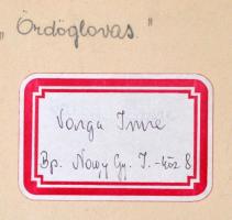 cca 1977 Varga Imre: Ördöglovas, feliratozott vintage fotóművészeti alkotás, kasírozva, 40x24 cm