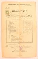 1903 a Kolozsvári Kereskedelmi Akadémia felső kereskedelmi iskolai tagozatának bizonyítványa, okmánybélyeggel