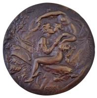 DN Erotikus jelenetet ábrázoló Br plakett "1600 Modemo" gravírozással (110mm) T:2 ND Bronze plaque with erotic scene and "1600 Modemo" engraving (110mm) C:XF