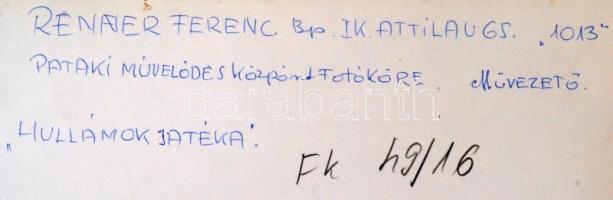 cca 1978 Renner Ferenc: Hullámok játéka, feliratozott vintage fotóművészeti alkotás, 40x30 cm