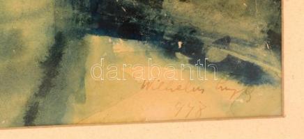 Wilhelm Lajos (?-?): Virágcsendélet, akvarell, papír, jelzett, paszpartuban, kopottas fa keretben, 4...