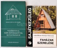 Két építészeti témájú könyv: Faházak szerelése, Vezérfonal népi építészetünk kutatásához.