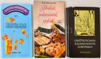 3 gasztronómiai témájú könyv: Gasztronómiai kalandozások Európában, Bevezetés a koktélkészítésbe, Fánkok, palacsinták, gofrik.