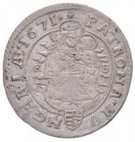 1671K-B 6kr Ag "I. Lipót" Körmöcbánya (2,67g) T:2,2- Hungary 1671K-B 6 Kreuzer Ag "Le...