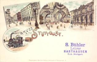 1897 Stuttgart w. railway-station Litho