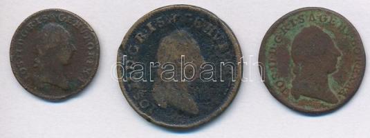 Ausztria 1781A 1/4kr Cu + 1781H 1kr Billon + 1782A 1/2kr Cu T:2-,3
Austria 1781A 1/4 Kreuzer + 1781...