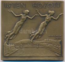 Beck Ötvös Fülöp (1873-1945) 1930. "Buda-Pest / Isten hozott" Br plakett (68x64mm) T:1-,2