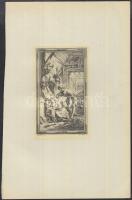 Életképek, 4 db különféle rézmetszet, papír, jelzettek a metszeten, 12,5×7,5 cm