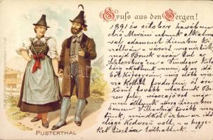 1896 Pusterthal Folk-costumes Litho