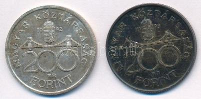 1992-1993. 200Ft Ag "MNB" (2x) T:2 oxidáció