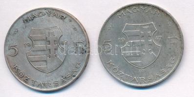 1947. 5Ft Ag "Kossuth" (2x) T:2-,3